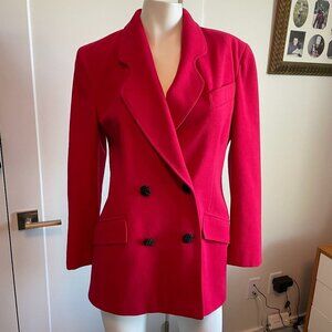Jean Claude Poitras Bof! Designer Vtg Double Breasted Wool Blend Blazer Red Sz 8